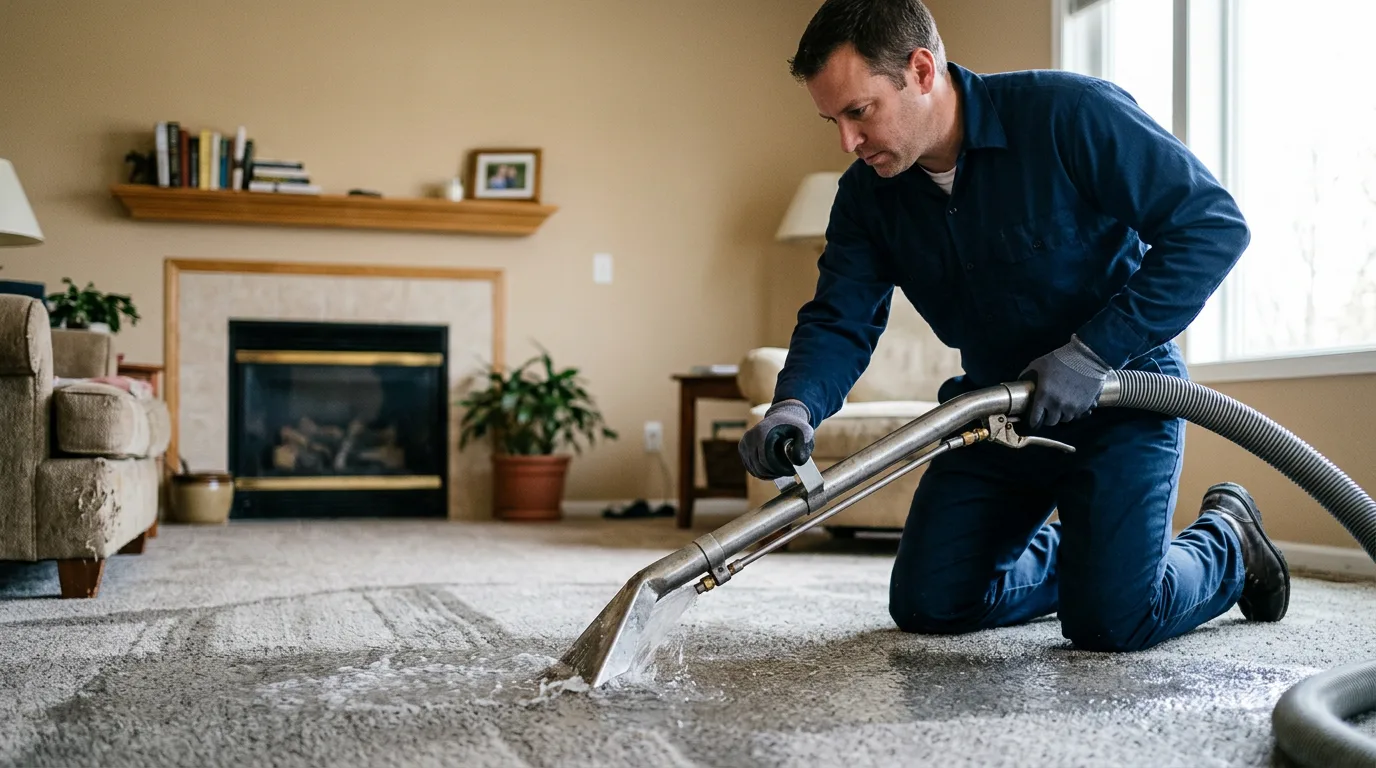 Water damage restoration technician working near Eleanor, WV